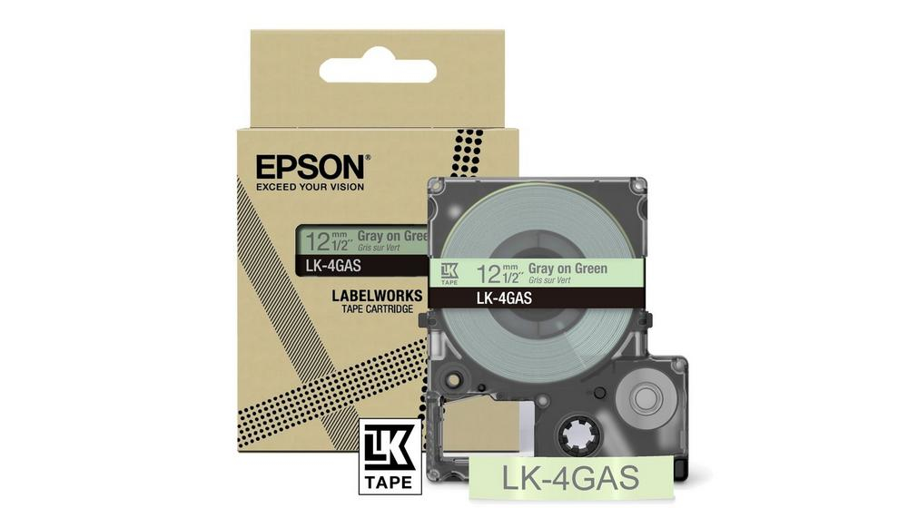 [C53S672105] ORIGINAL Epson Nastro Grigiosuverde chiaro LK-4GAS C53S672105