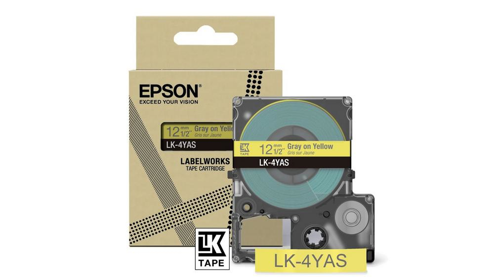 [C53S672104] ORIGINAL Epson Nastro Grigiosugiallo LK-4YAS C53S672104