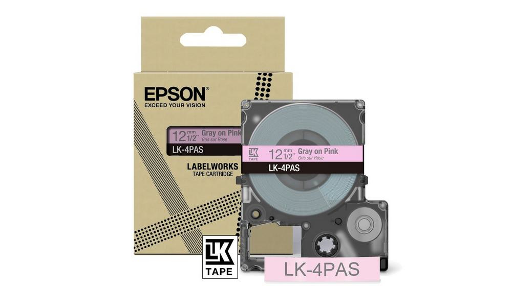 [C53S672103] ORIGINAL Epson Nastro GrigiosuRosa LK-4PAS C53S672103