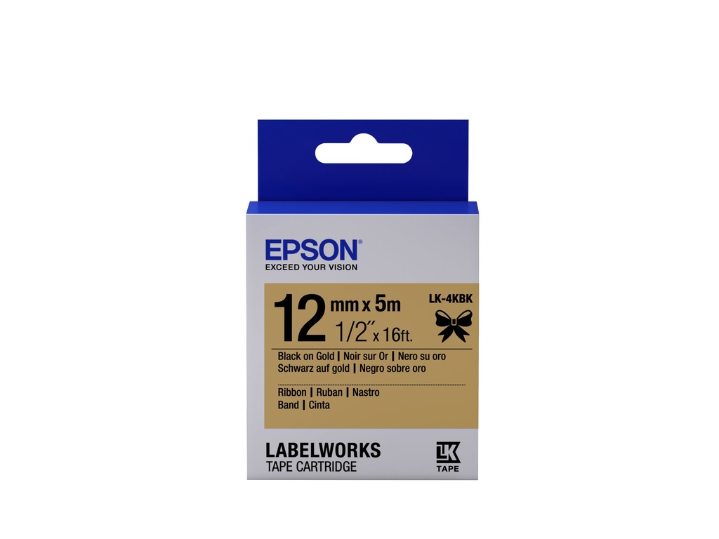 [C53S654001] Epson Nastro satinato per etichettatrici LK-4KBK nero/oro 12 mm (5 m)