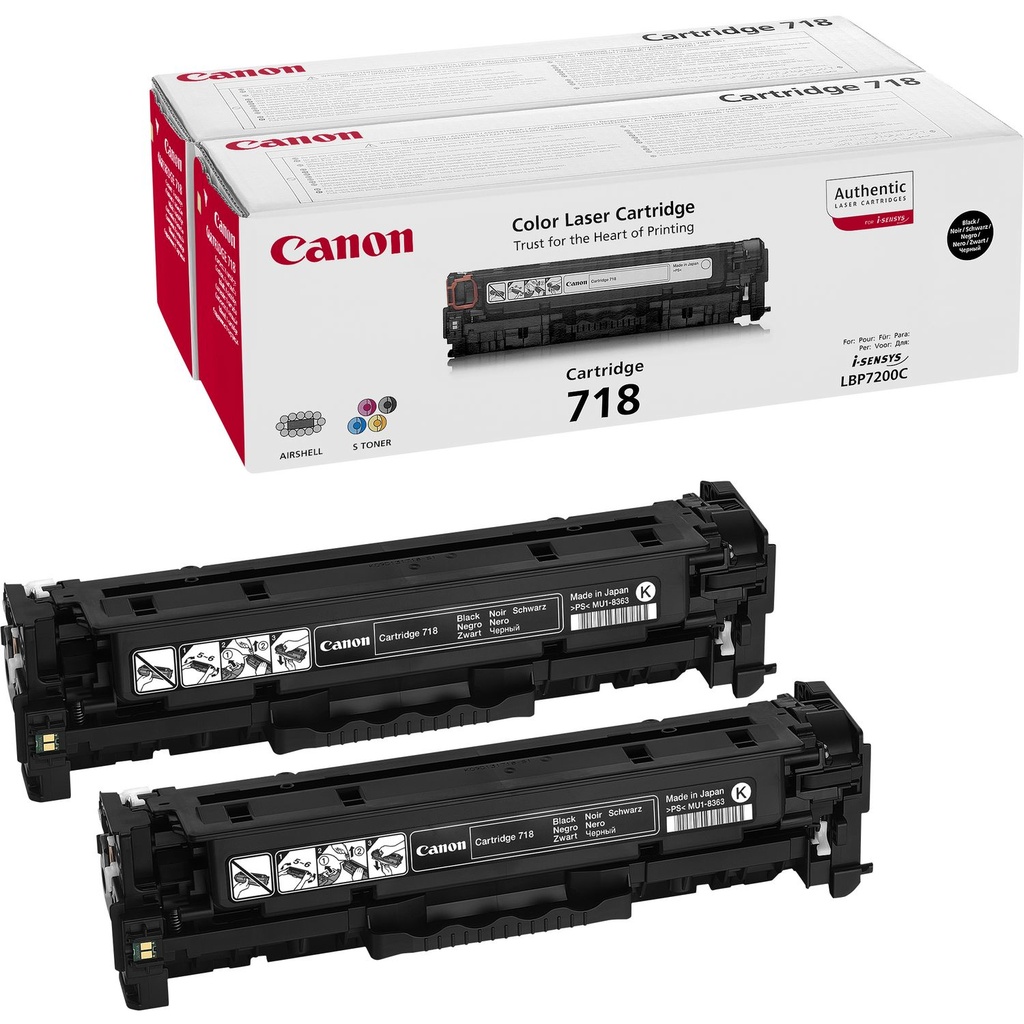 ORIGINAL Canon Multipack nero 718BK VP 2662B005 ~6800 Seiten Pacco doppio