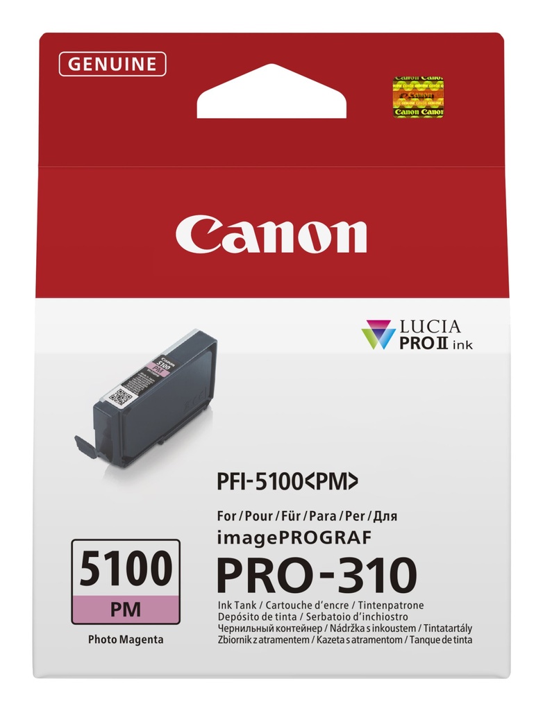 ORIGINAL Canon Cartuccia d'inchiostro magentafoto PFI-5100pm 6957C001 14ml