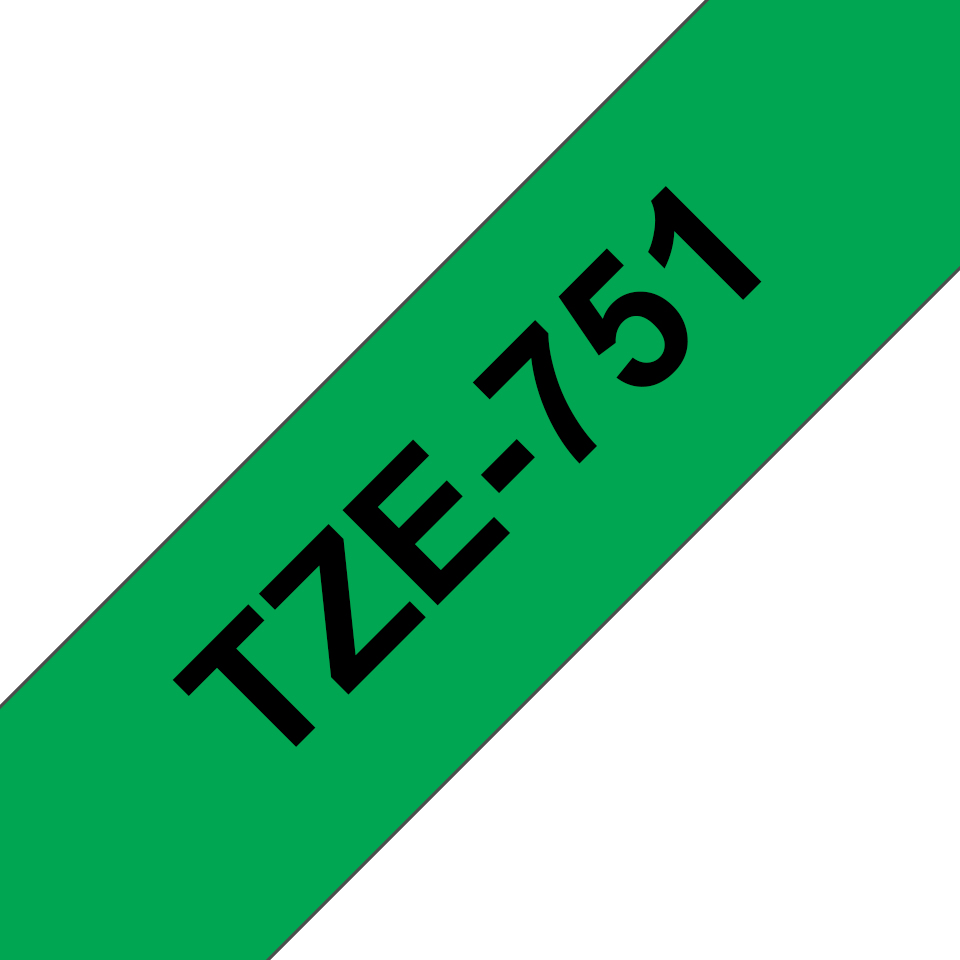 ORIGINAL Brother Nastro Nero su verde TZe-751 TZ-751 24 mm x 8 m, laminato