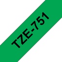 ORIGINAL Brother Nastro Nero su verde TZe-751 TZ-751 24 mm x 8 m, laminato