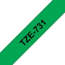 ORIGINAL Brother Nastro Nero su verde TZe-731 TZ-731 12 mm x 8 m, laminato