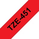 Nastro Brother Laminato Nero Su Rosso TZe-451 TZ-451 24mm x 8m