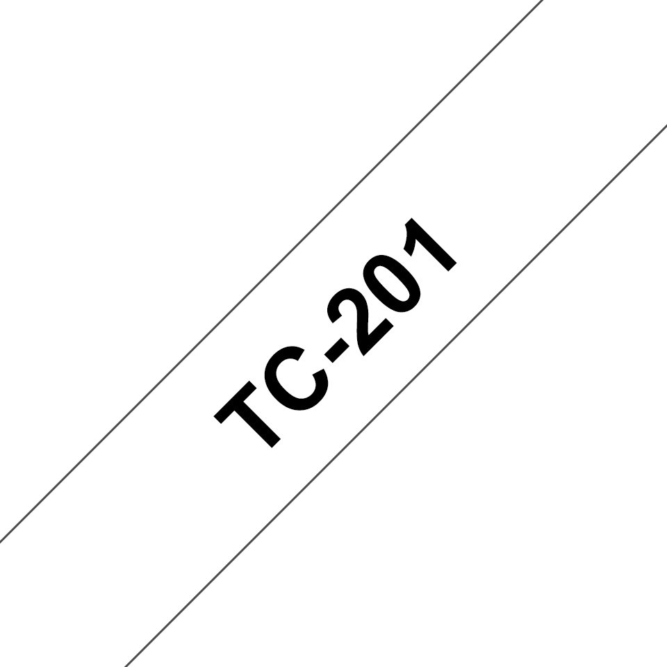 [TC201] ORIGINAL Brother Nastro Nero su bianco TC-201 12 mm x 7,7 m, laminato
