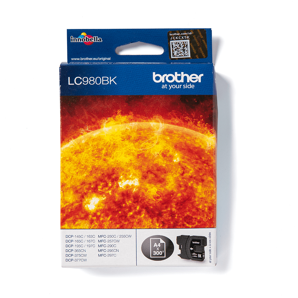 [LC980BK] ORIGINAL Brother Cartuccia d'inchiostro nero LC980BK LC-980 ~300 Seiten
