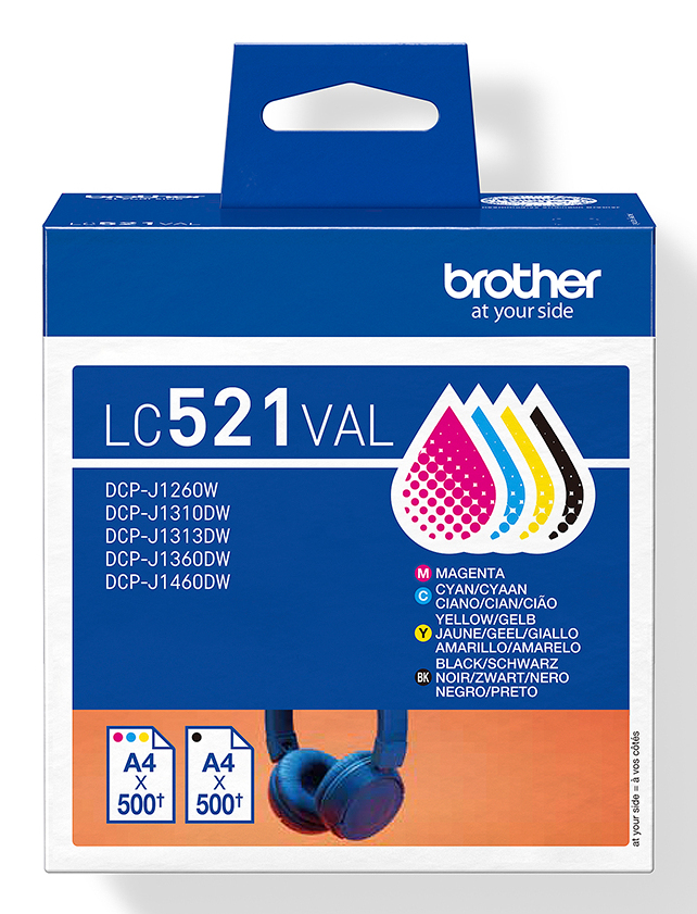 ORIGINAL Brother Multipack nero / ciano / magenta / giallo LC521VAL LC521VAL ~2000 Seiten