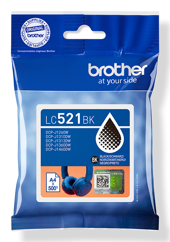 ORIGINAL Brother Cartuccia d'inchiostro nero LC521BK LC-521BK ~500 Seiten