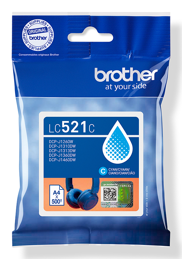 ORIGINAL Brother Cartuccia d'inchiostro ciano LC521C LC-521C ~500 Seiten