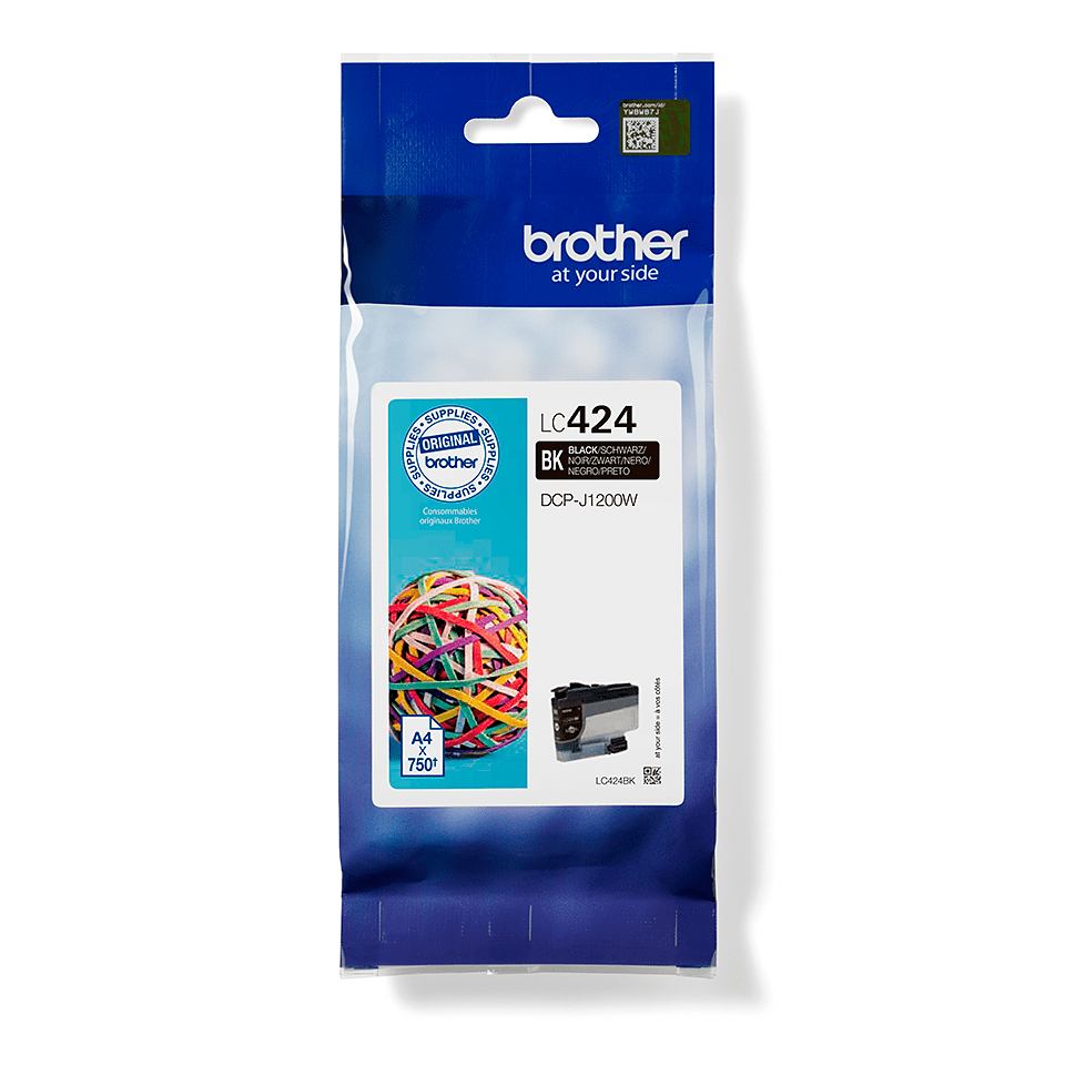 ORIGINAL Brother Cartuccia d'inchiostro nero LC424BK LC-424BK ~750 Seiten