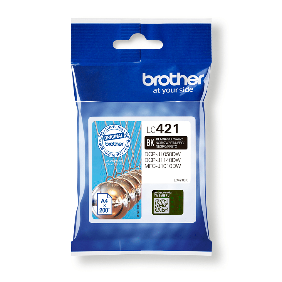 [LC421BK] ORIGINAL Brother Cartuccia d'inchiostro nero LC421BK LC-421BK ~200 Seiten
