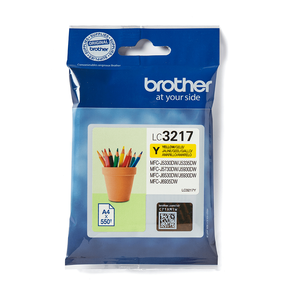 [LC3217Y] ORIGINAL Brother Cartuccia d'inchiostro giallo LC3217Y LC-3217 ~550 Seiten