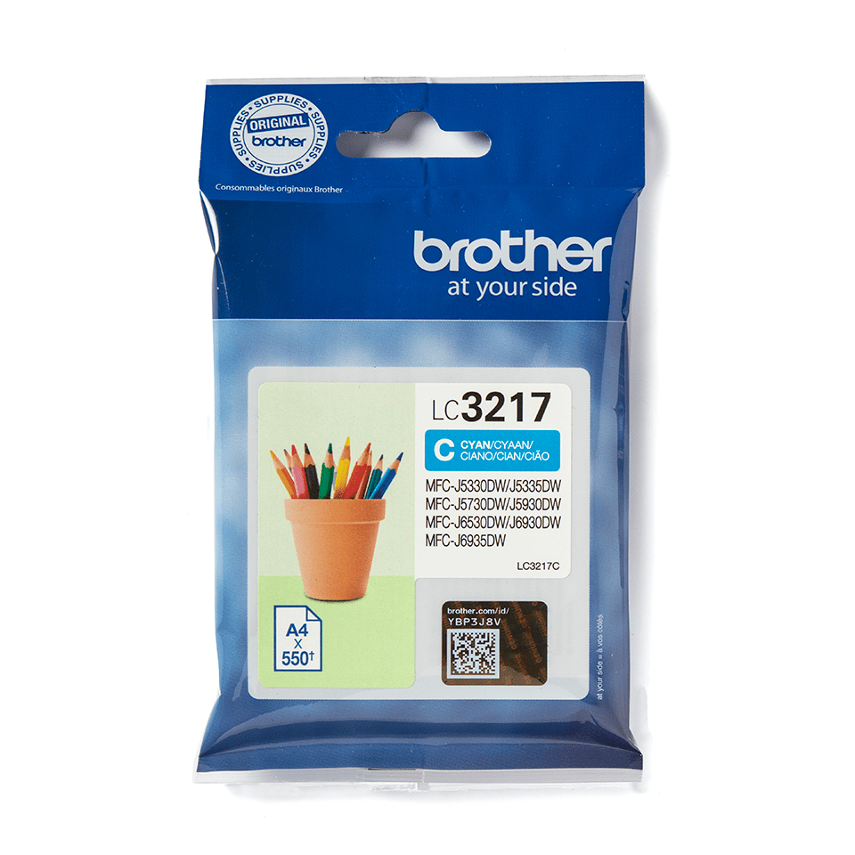 ORIGINAL Brother Cartuccia d'inchiostro ciano LC3217C LC-3217 ~550 Seiten
