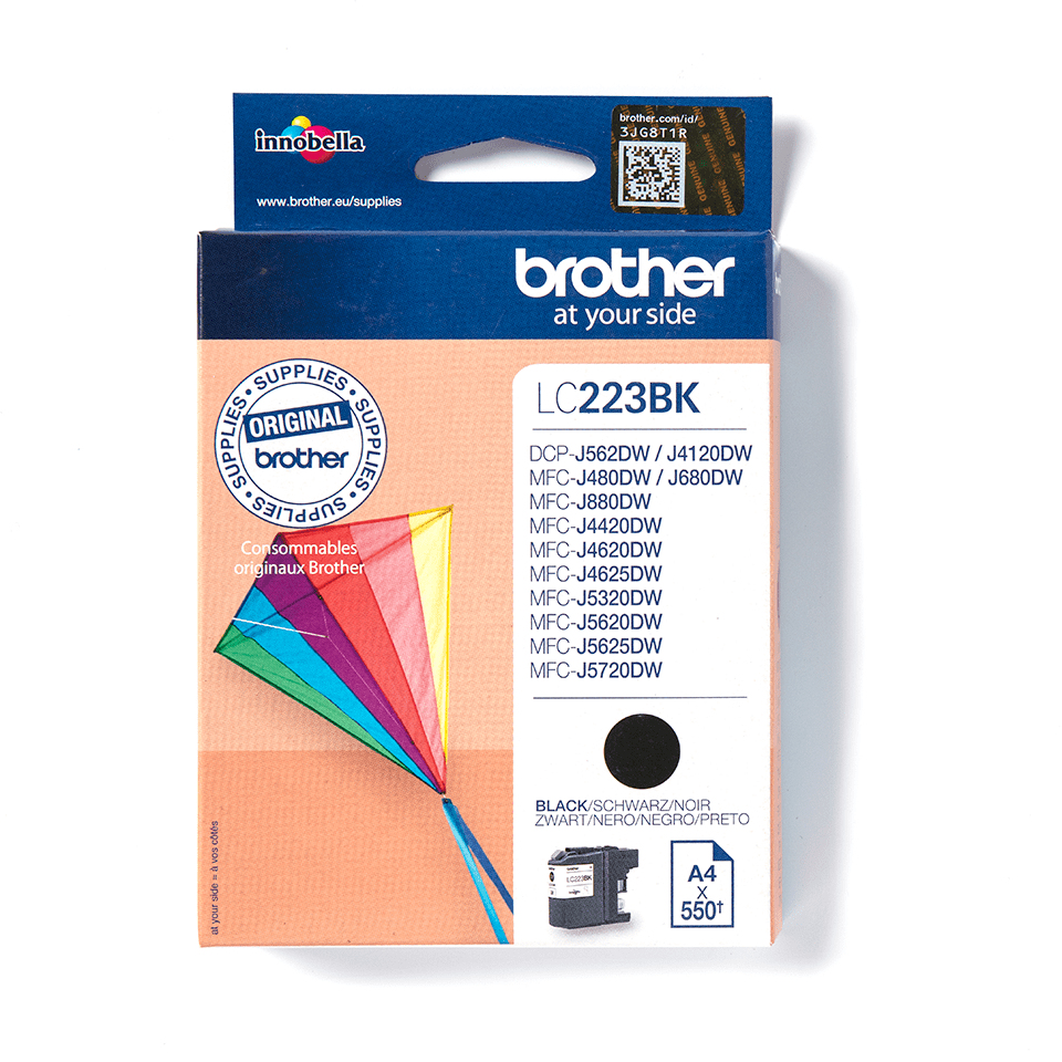 [LC223BK] ORIGINAL Brother Cartuccia d'inchiostro nero LC223BK LC-223 ~550 Seiten 11,8ml