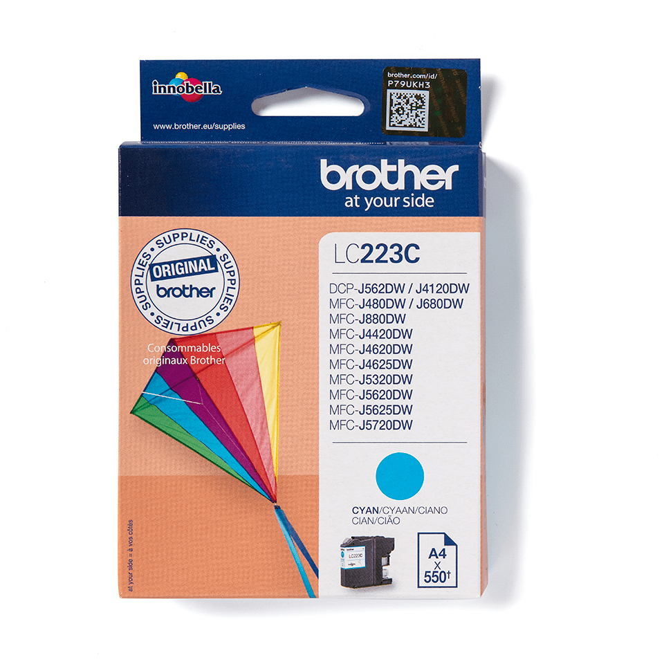[LC223C] ORIGINAL Brother Cartuccia d'inchiostro ciano LC223C LC-223 ~550 Seiten 5,9ml