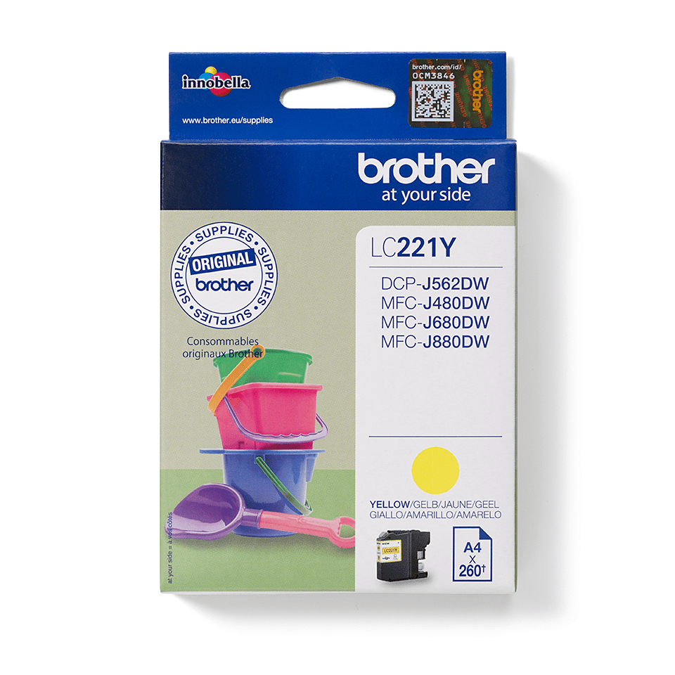 ORIGINAL Brother Cartuccia d'inchiostro giallo LC221Y LC-221 ~300 Seiten 3,9ml