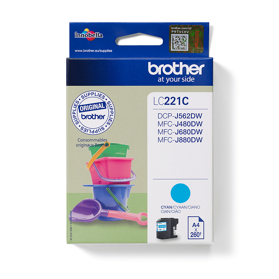 ORIGINAL Brother Cartuccia d'inchiostro ciano LC221C LC-221 ~300 Seiten 3,9ml