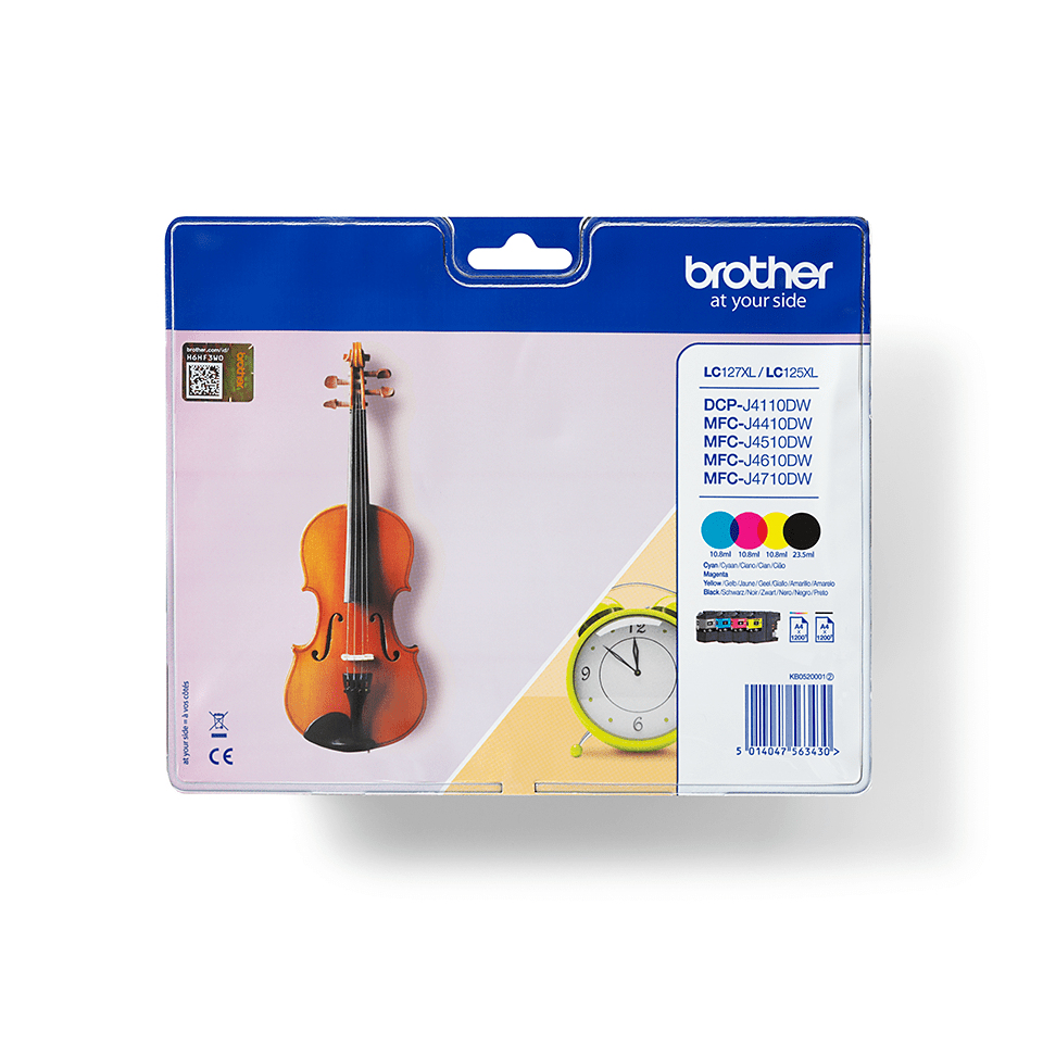 ORIGINAL Brother Multipack nero / ciano / magenta / giallo LC-127XL+LC-125XL LC127XLVALBPDR ~4800 Seiten 4 cartucce d'inchiostro: BK+C+M+Y
