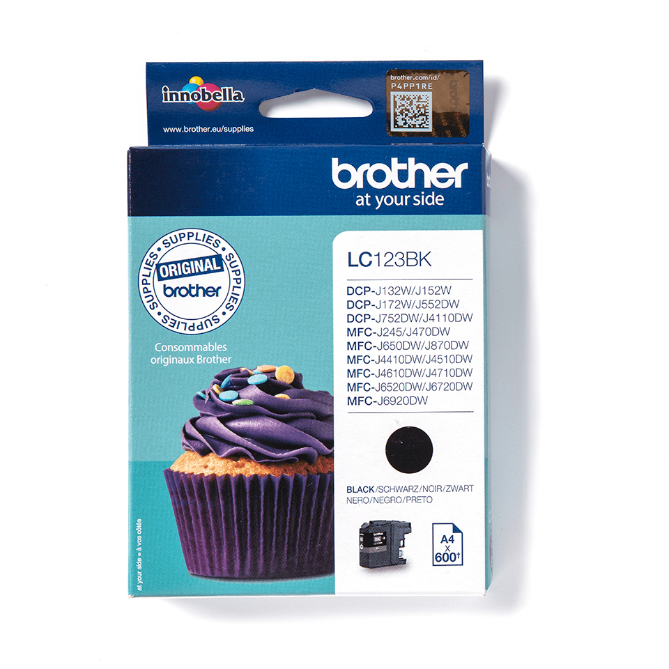 [LC123BK] ORIGINAL Brother Cartuccia d'inchiostro nero LC123BK LC-123 ~600 Seiten