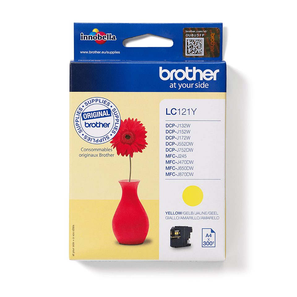 [LC121Y] ORIGINAL Brother Cartuccia d'inchiostro giallo LC121Y LC-121 ~300 Seiten 3,9ml
