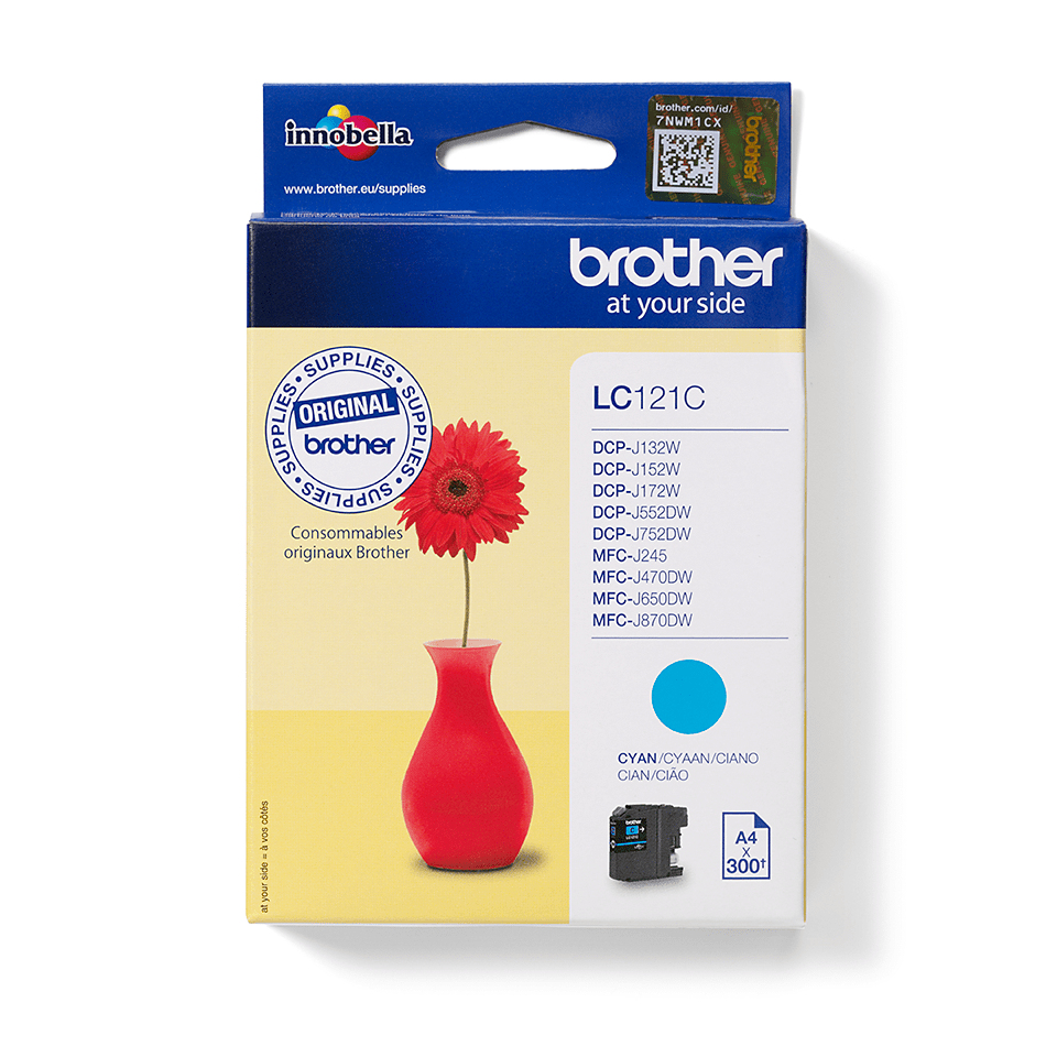 [LC121C] ORIGINAL Brother Cartuccia d'inchiostro ciano LC121C LC-121 ~300 Seiten 3,9ml