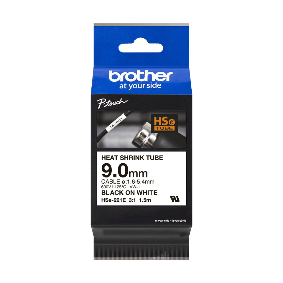 [HSE221E] Brother HSE-221E nastro per etichettatrice Nero su bianco