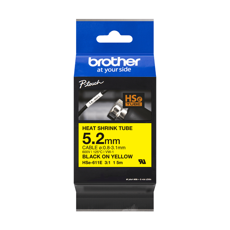 Brother HSE-211E label-making tape Black on white