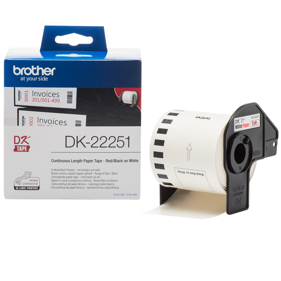 [DK22251] Brother DK-22251 nastro per etichettatrice Nero e rosso su bianco