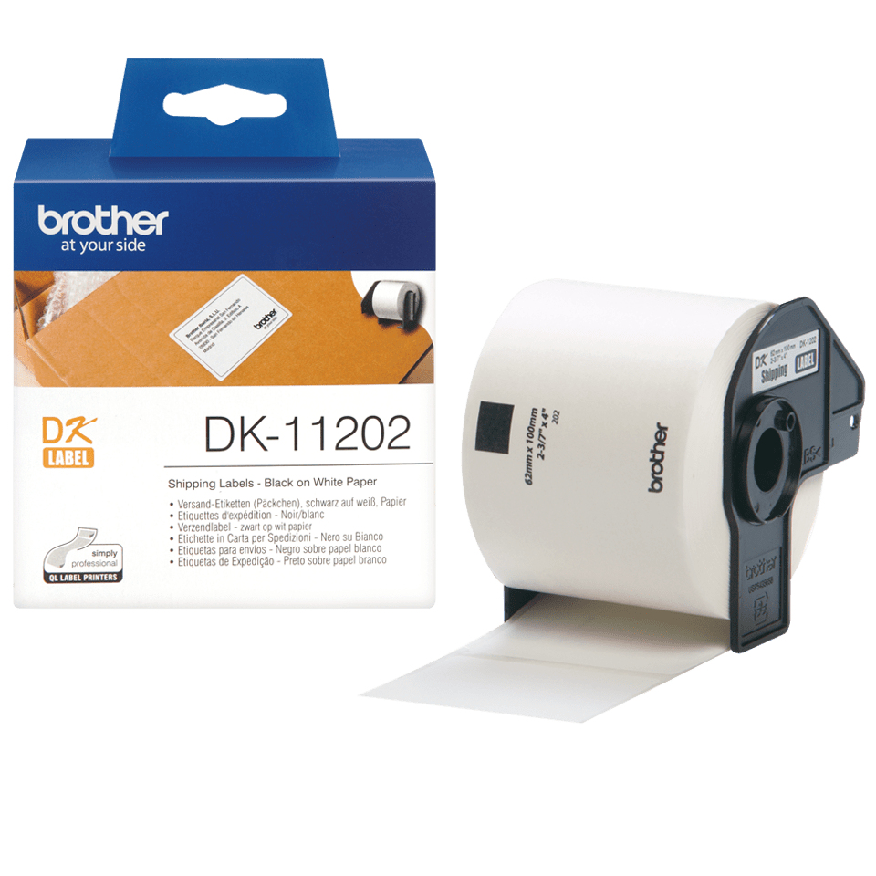 ORIGINAL Brother Etichette Nero su bianco DK-11202 etichette di spedizione, 62x100mm bianco 300 et./ruolo
