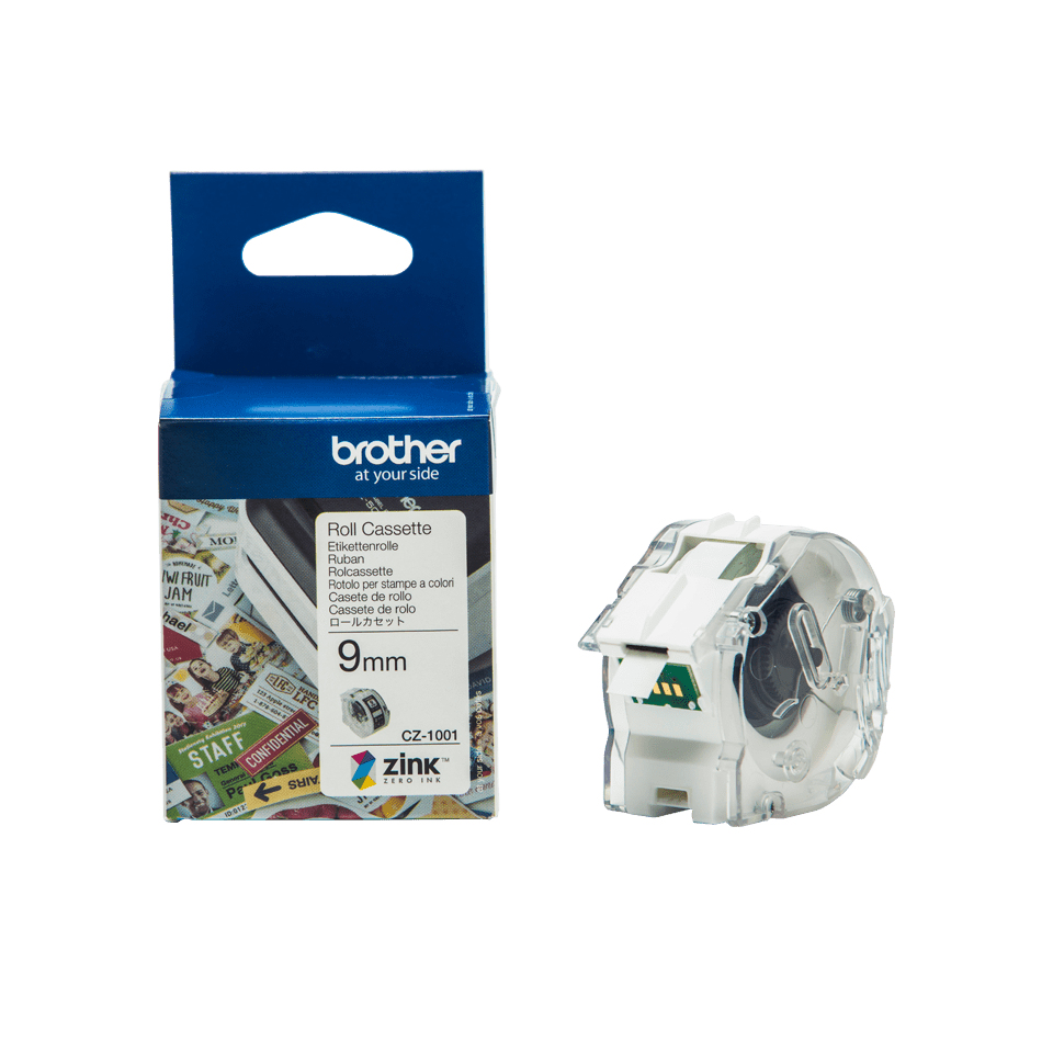 [CZ1001] ORIGINAL Brother Etichette Violetto / Bianco CZ-1001 9 mm Rotolo di etichette colorate 9 mm x 5 m, autoadesive