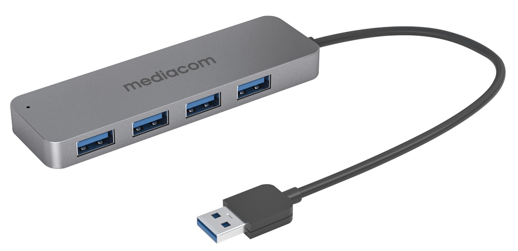 [MD-U102] Mediacom MD-U102 hub di interfaccia USB 3.2 Gen 1 (3.1 Gen 1) Type-A 5000 Mbit/s Alluminio