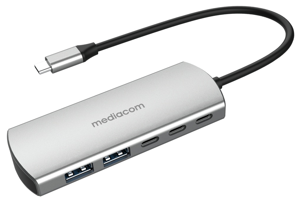 [MD-C324] Mediacom MD-C324 hub di interfaccia USB 2.0 Type-C 5000 Mbit/s Alluminio