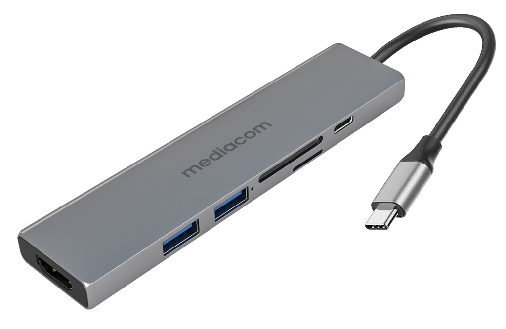 [MD-C312] Mediacom MD-C312 replicatore di porte e docking station per laptop Cablato USB 3.2 Gen 1 (3.1 Gen 1) Type-C Grigio