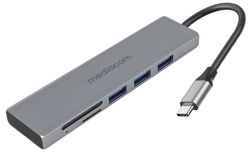 [MD-C302] Mediacom MD-C302 hub di interfaccia USB 3.2 Gen 1 (3.1 Gen 1) Type-A Alluminio