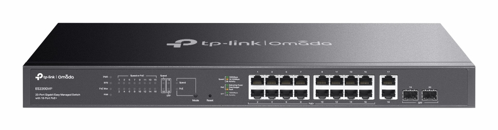 TP-Link Omada ES220GMP switch di rete Gestito L2 Gigabit Ethernet (10/100/1000) Supporto Power over Ethernet (PoE) Nero