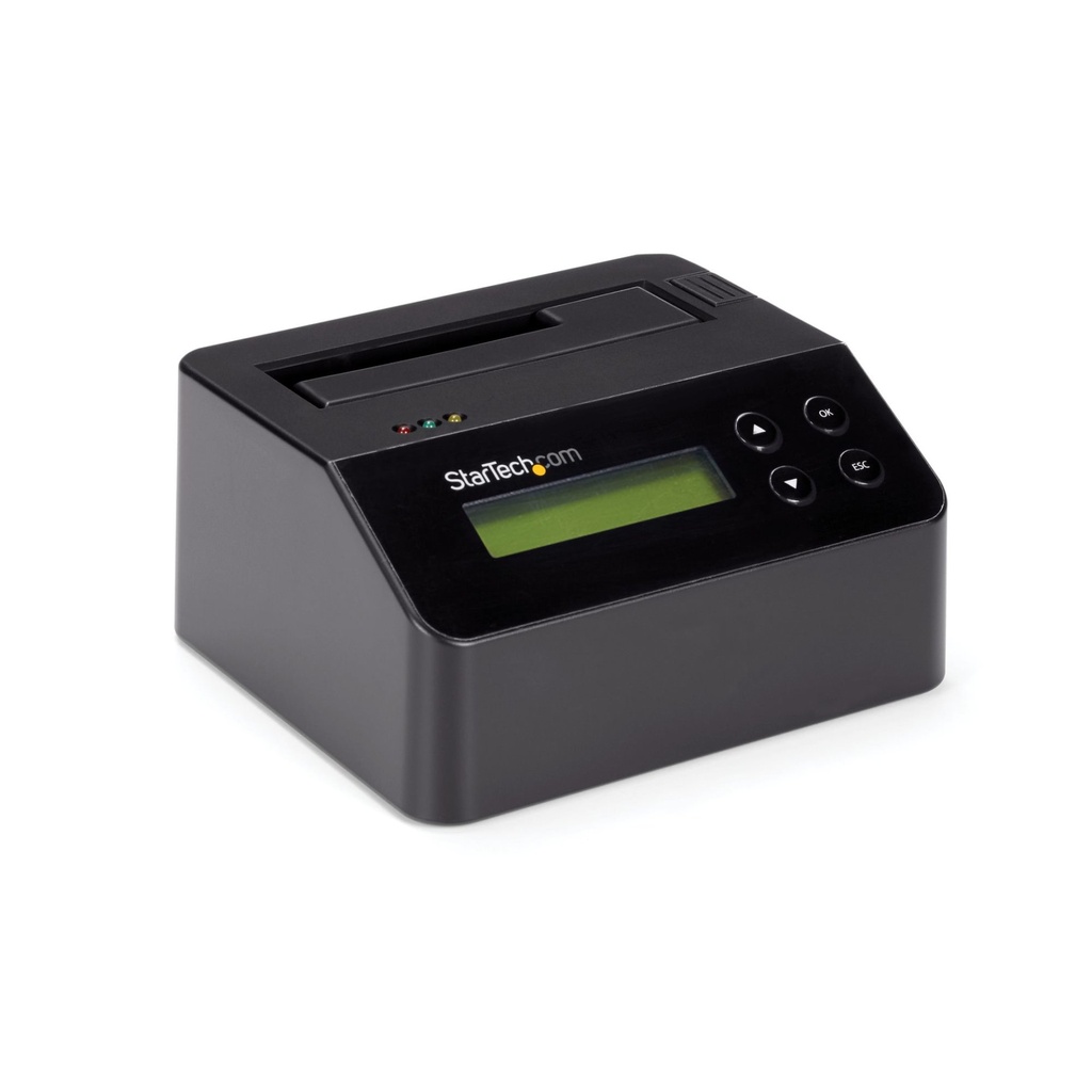 StarTech.com Docking Station per Hard Disk a Singolo Slot - Dock USB 3.0 Standalone con funzione Eraser/Sanificazione per HDD/SSD SATA III, 9 Modalità di Cancellazione, 4Kn, Display LCD, Porta Stampante DB-9, TAA