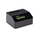StarTech.com Docking Station per Hard Disk a Singolo Slot - Dock USB 3.0 Standalone con funzione Eraser/Sanificazione per HDD/SSD SATA III, 9 Modalità di Cancellazione, 4Kn, Display LCD, Porta Stampante DB-9, TAA