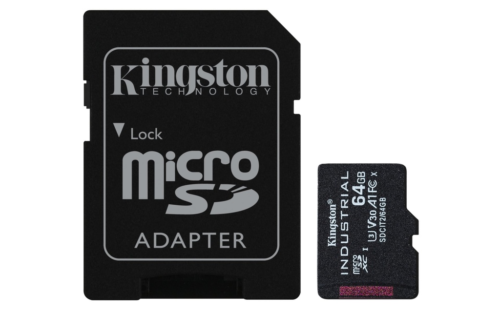Kingston Technology Scheda microSDXC Industriale 64GB C10 A1 pSLC + Adattatore SD