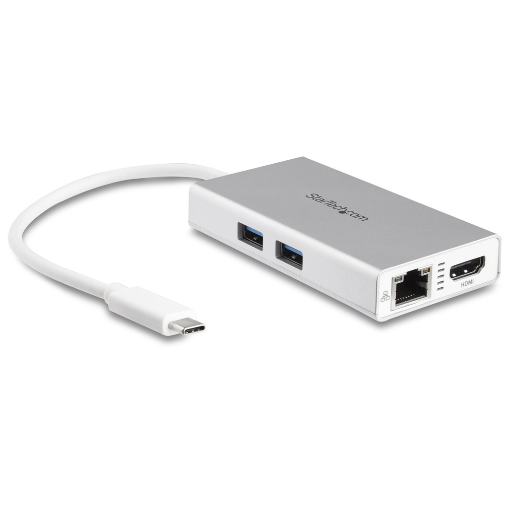 [DKT30CHPDW] StarTech.com USB-C Multiport Adapter - USB-C Travel Docking Station w/ 4K HDMI - 60W Power Delivery Pass-Through, GbE, 2pt USB-A 3.0 Hub - Portable Mini USB Type-C Dock for Laptop - White