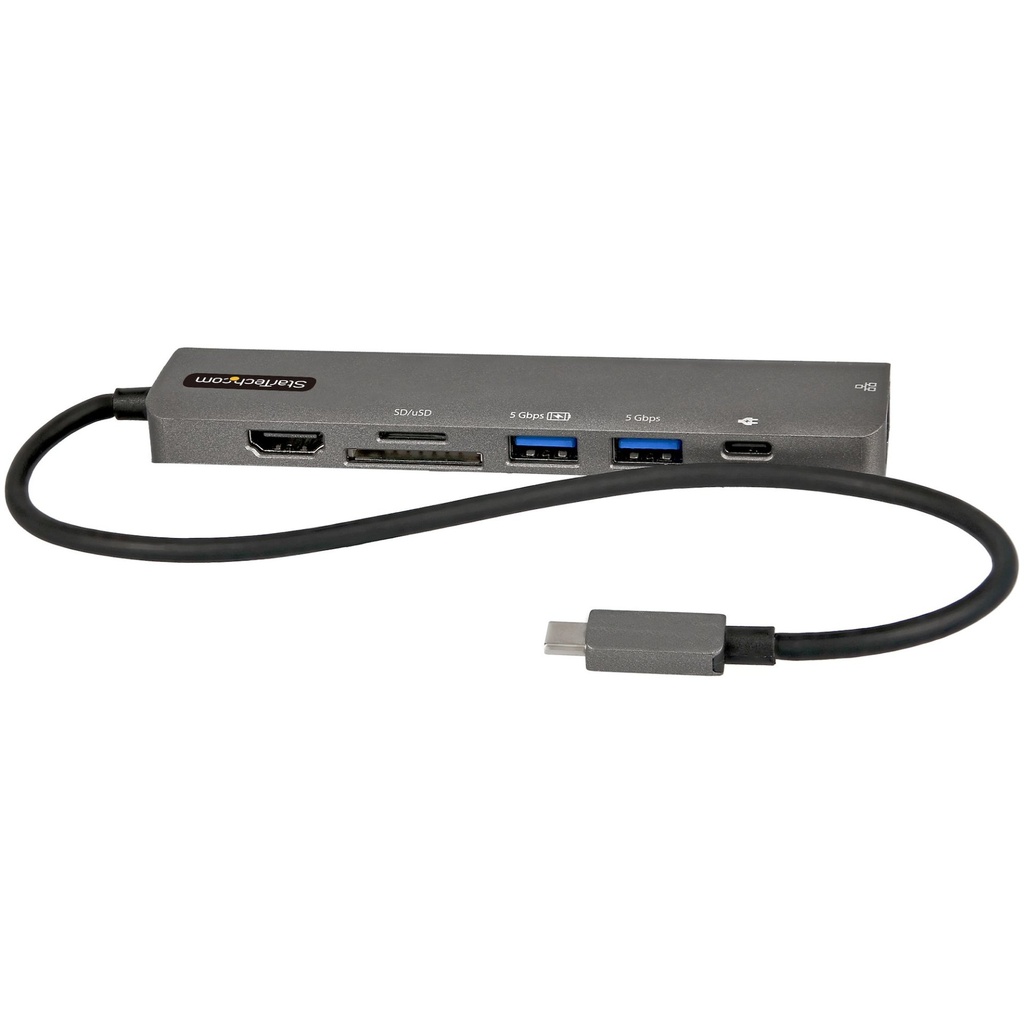 [DKT30CHSDPD1] StarTech.com Adattatore multiporta USB C - Da USB-C a HDMI 2.0 4K 60Hz, 100W Power Delivery Pass-through, slot SD/MicroSD, Hub USB 3.0 a 2 porte - USB Type-C Mini Dock - Cavo integrato da 30cm