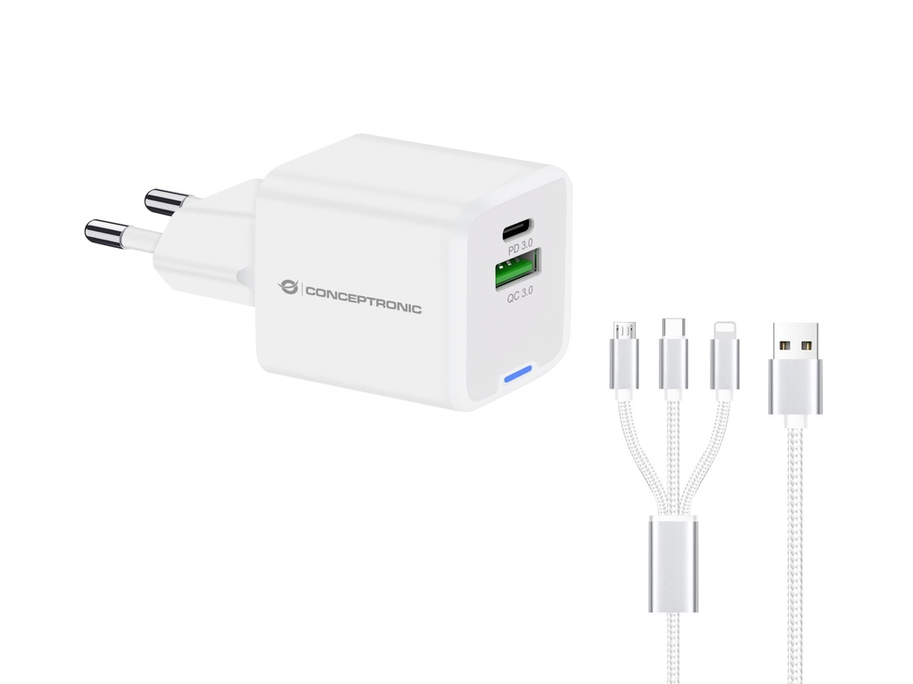 [ALTHEA16W] Conceptronic ALTHEA16W Caricabatterie per dispositivi mobili Universale Bianco AC Ricarica rapida Interno