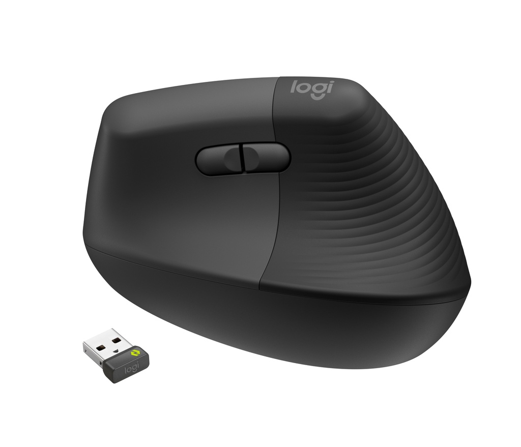 Mouse Logitech Lift for Business wireless ergonomico in grafite a destra con ricevitore Bolt