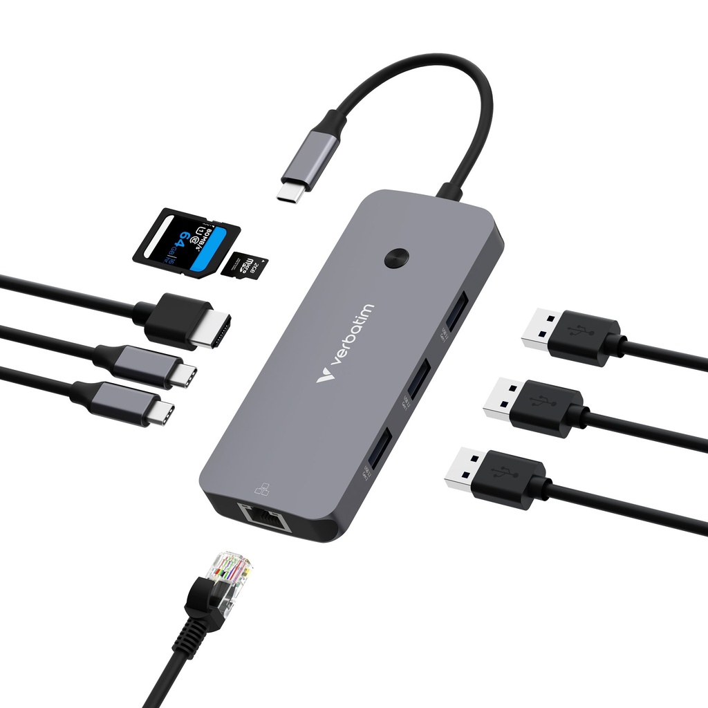 Verbatim CMH-09 USB tipo-C 10000 Mbit/s Argento