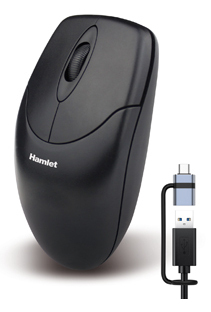Hamlet XMICEU2-CX mouse Casa Ambidestro USB Type-A + USB Type-C Ottico 1000 DPI