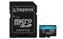 Scheda microSDXC Canvas Go Plus Kingston Technology Gen4 200MB/s A2 U3 V30 da 256GB + adattatore