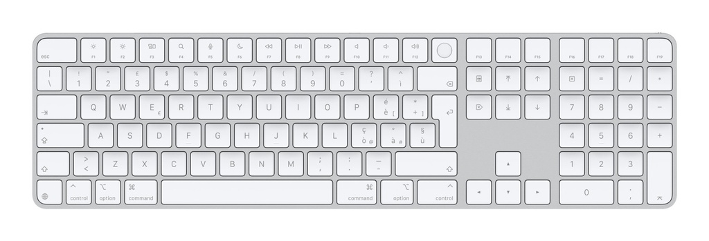 Apple Magic Keyboard con Touch ID e tastierino numerico per Mac con chip (USB‑C) - Italiano - Tasti bianchi