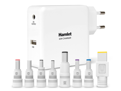 Hamlet Notebook Charger alimentatore universale da 65w per notebook e dispositivi mobili