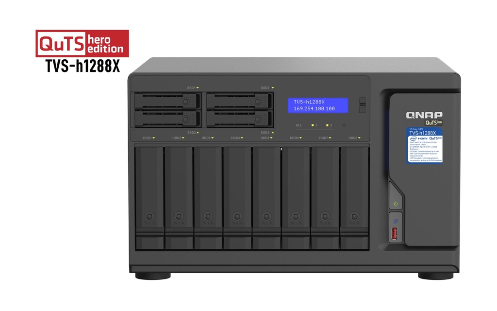 [TVS-H1288X-W1250-16G] QNAP TVS-h1288X NAS Tower Intel® Xeon® W-1250 16 GB DDR4 0 TB QuTS hero Black